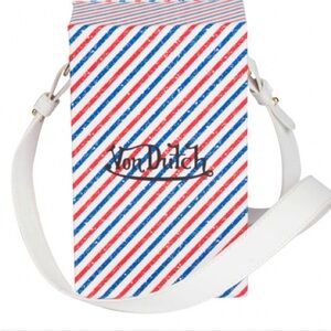 Von Dutch Crossbody Bag with Red, Blue, and White Stripes